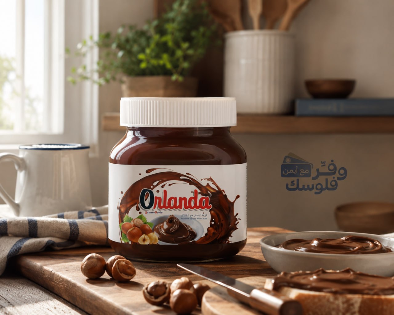برطمان شوكولاتة بكريمة البندق مع الكاكاو من أورلاندا 750 غرام