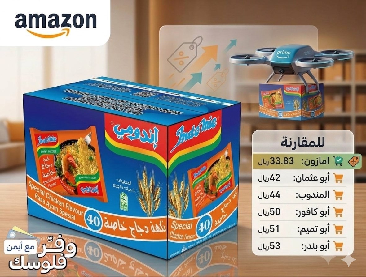 شعيرية سريعة التحضير بنكهة الدجاج من اندومي 75 جرام 40 قطعة