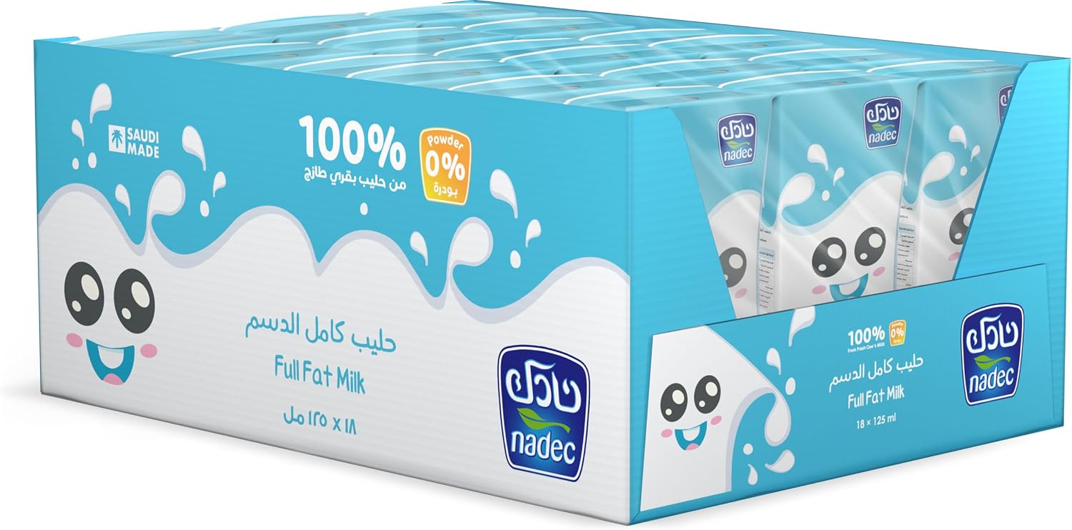 Nadec school milk full cream 18 x 185 ml