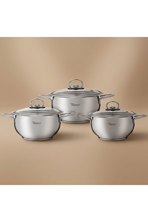 3 stainless steel pots from Al Saif Gallery