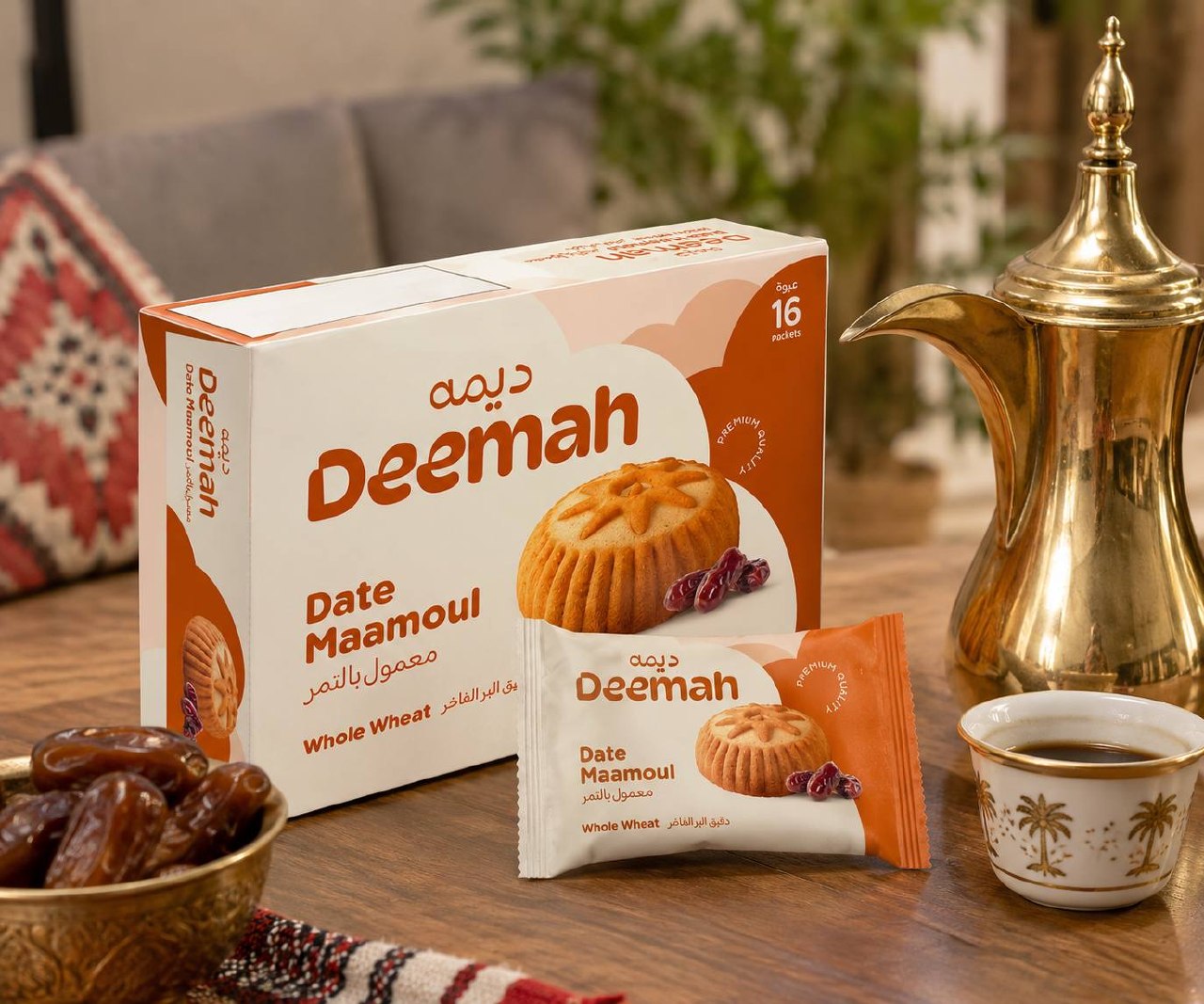 Maamoul with dates and whole wheat from Deemah, 16 packs x 16 g