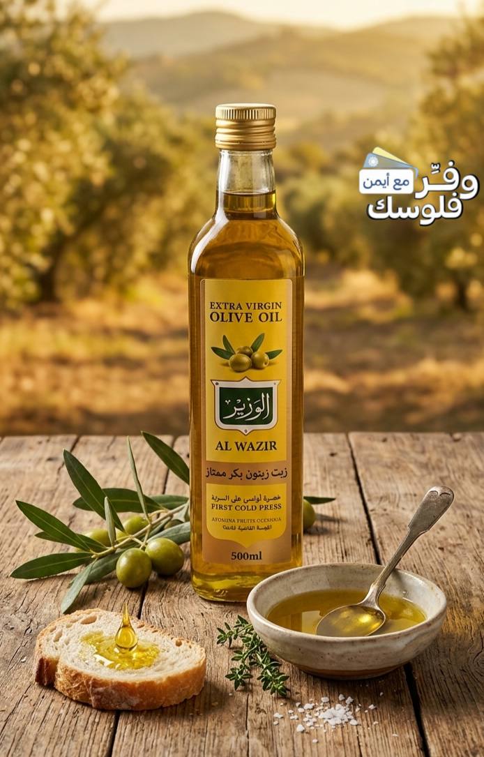زجاجات زيت زيتون بكر ممتاز من الوزير - 500 مل