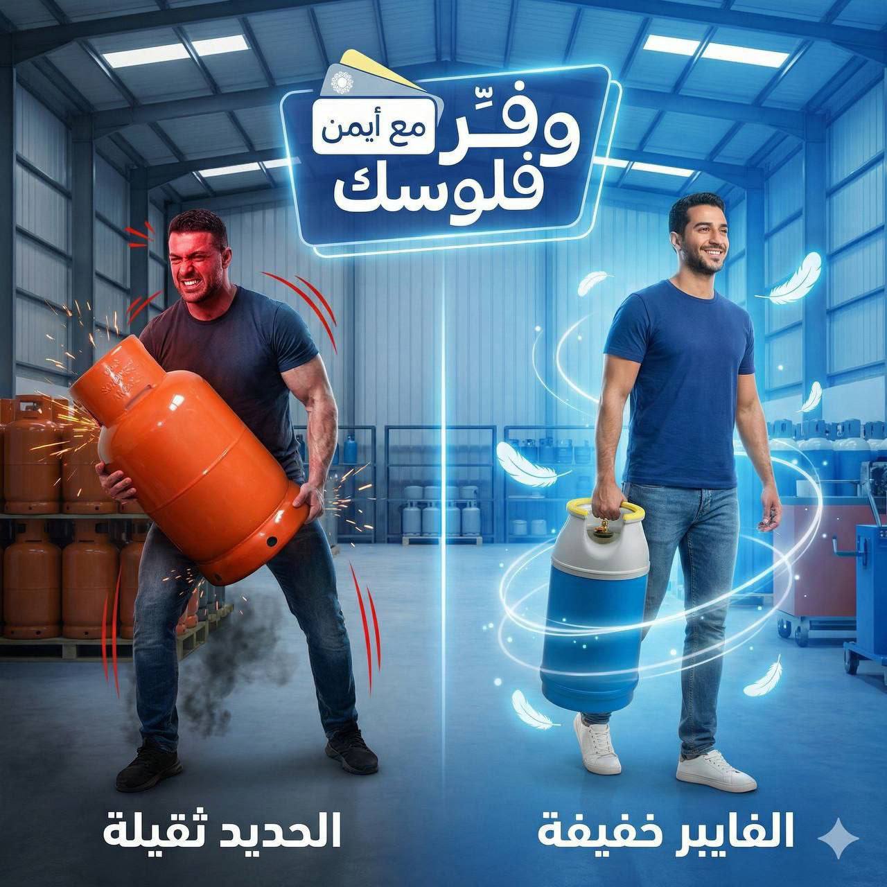 أسطوانة غاز من الألياف الزجاجية بسعة 24.5 لتر ( نفس المعدنية )