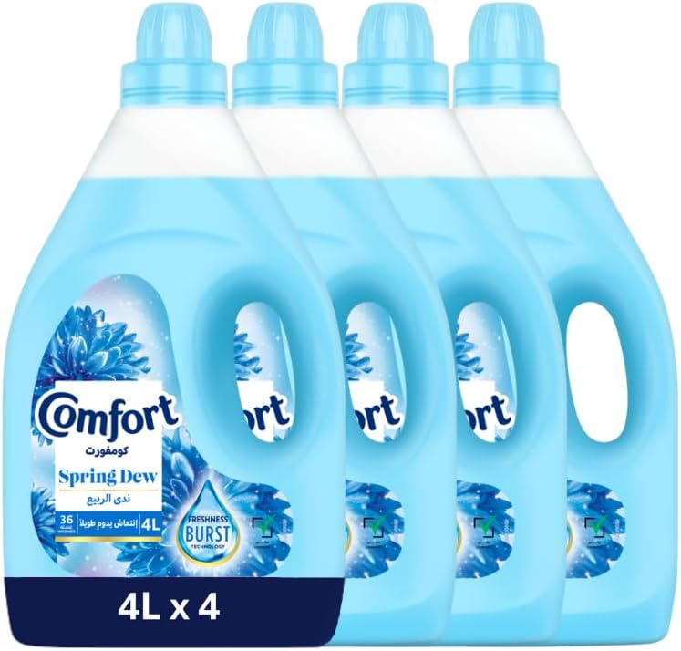 Comfort fabric softener with spring dew scent, 4 liters x 4