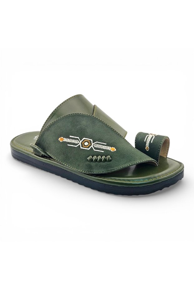 Olive Slippers with White Pattern from Light Step