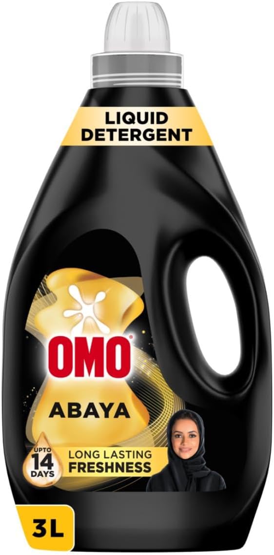 سائل أومو للغسيل، بلمسة كومفورت، نضارة تدوم حتى ١٤ يوماً، إزالة البقع حتى ١٠٠٪ ، ٣ لتر — للعبايات
