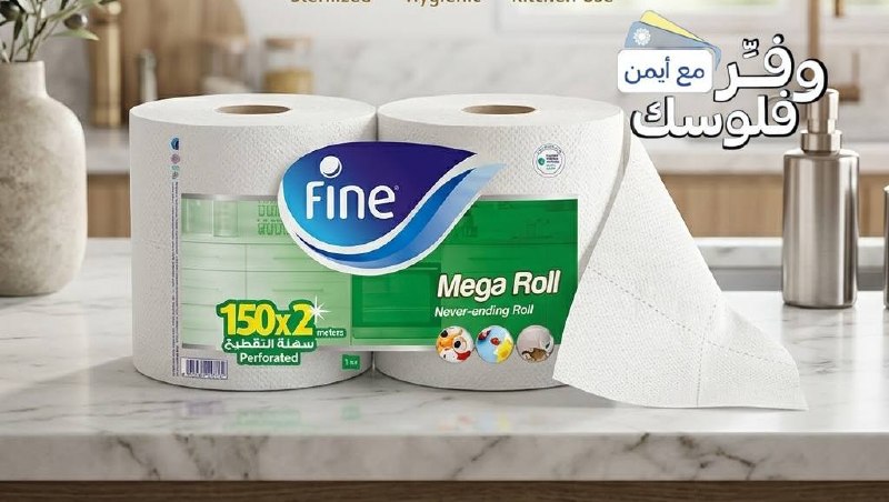 Kitchen towels, 150 meters long, from Fine, two packs