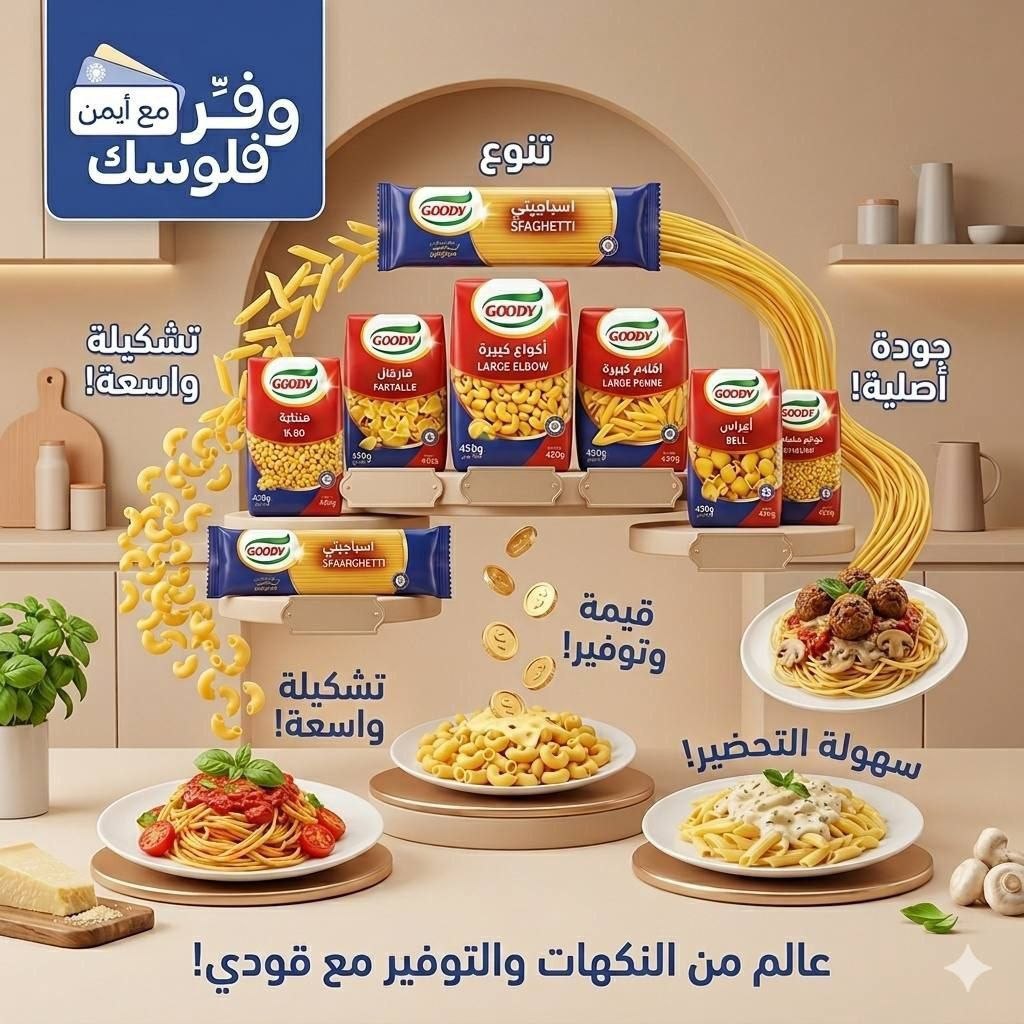 مكرونه أكواع كبيرة من قودي