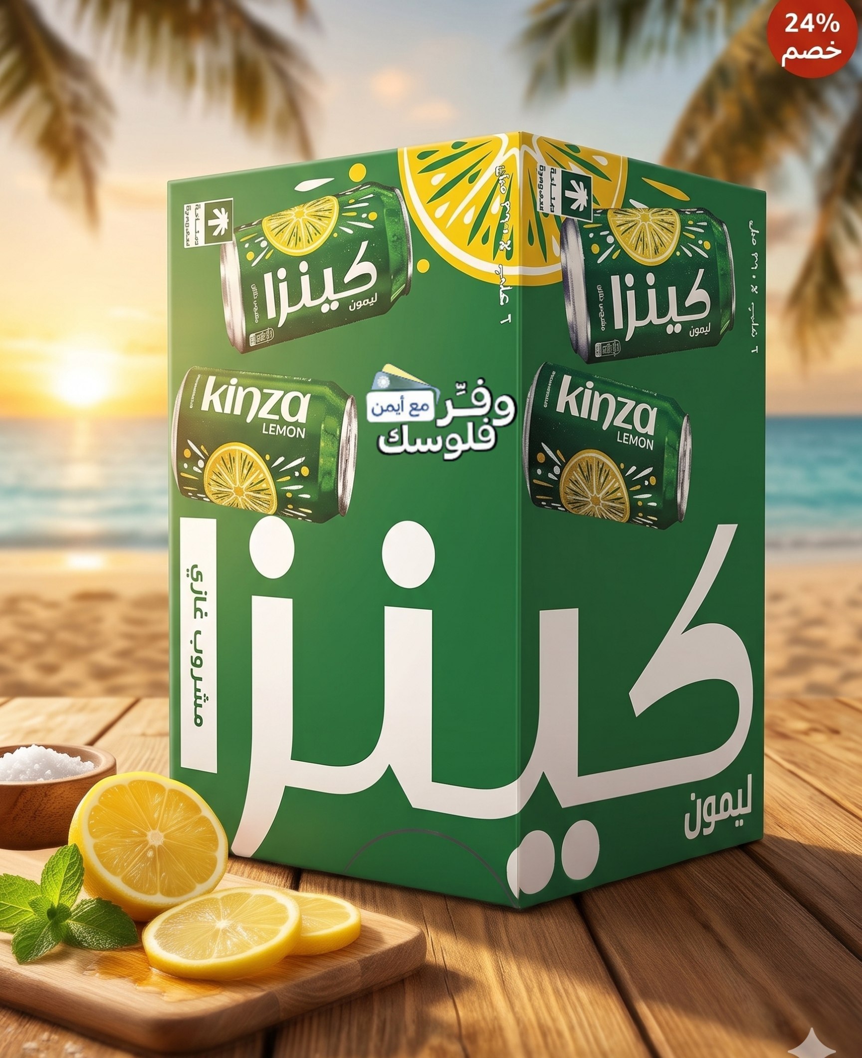مشروبات غازية بالليمون من كينزا 6 قطع 360 مل