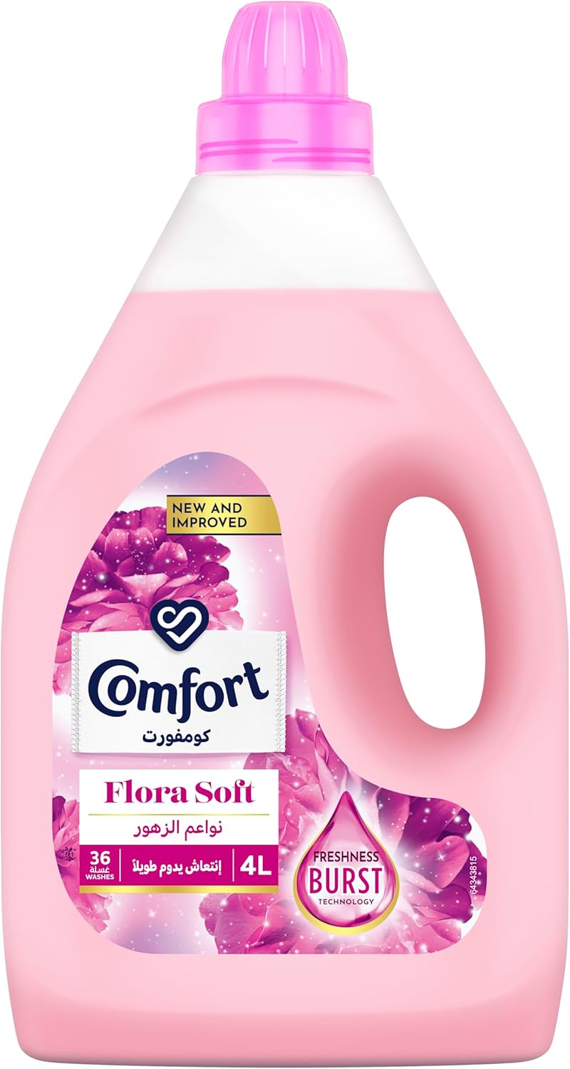 Comfort fabric softener with flower soft scent, 4 liter bottle