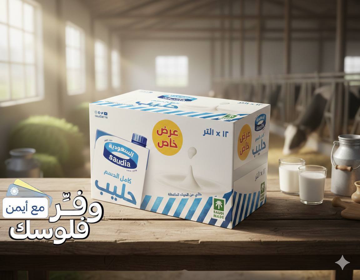 حليب كامل الدسم بسعة 12 × 1 لتر من السعودية