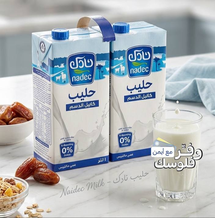 حليب كامل الدسم من نادك 8 × 1 لتر