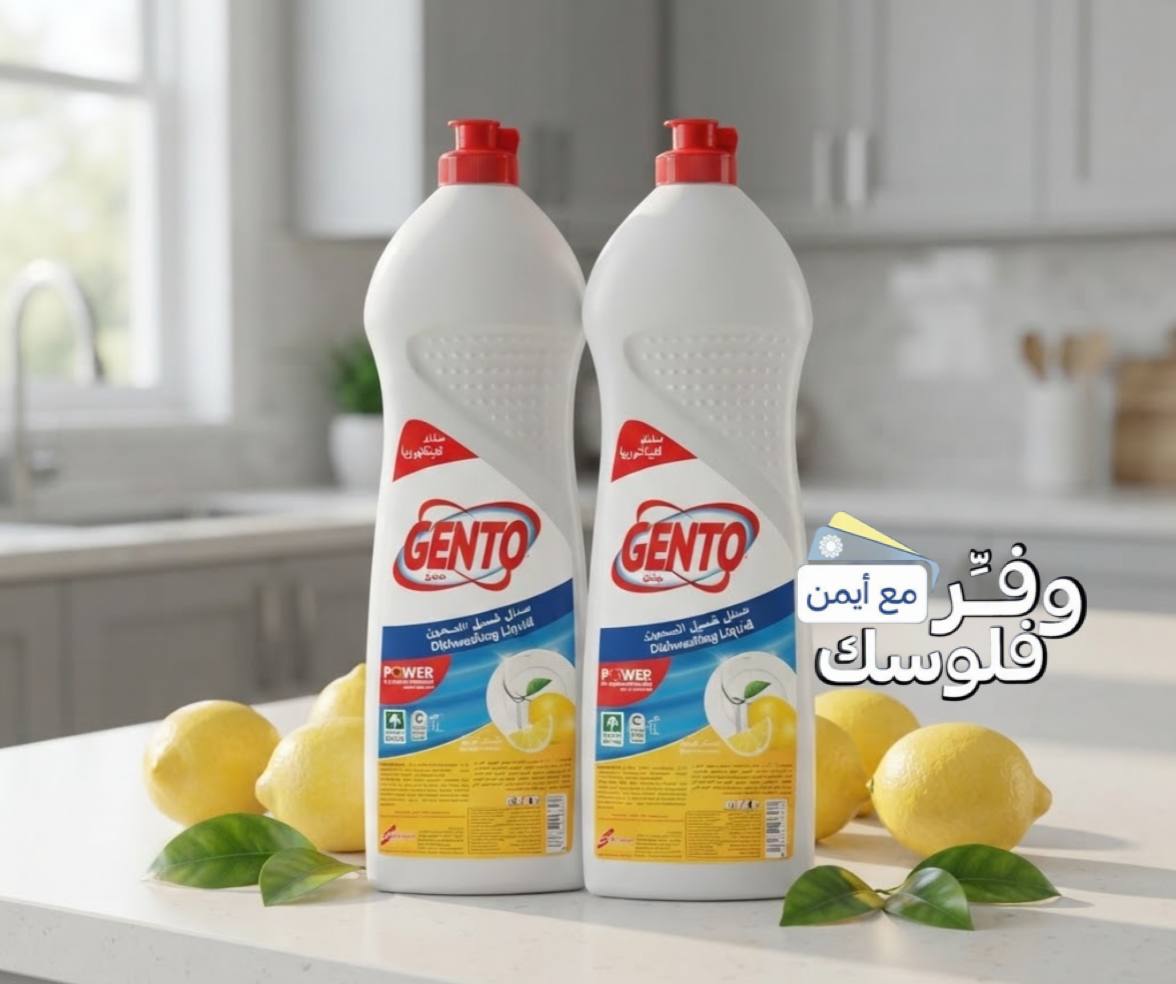 Gento dishwashing liquid with lemon scent, 2 bottles x 1 liter