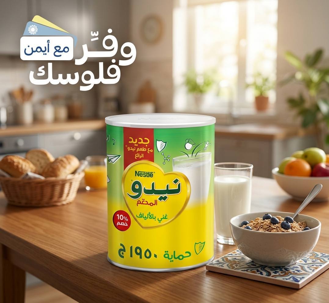 علبة مسحوق حليب نيدو المدعم من نستله - 1950 جرام